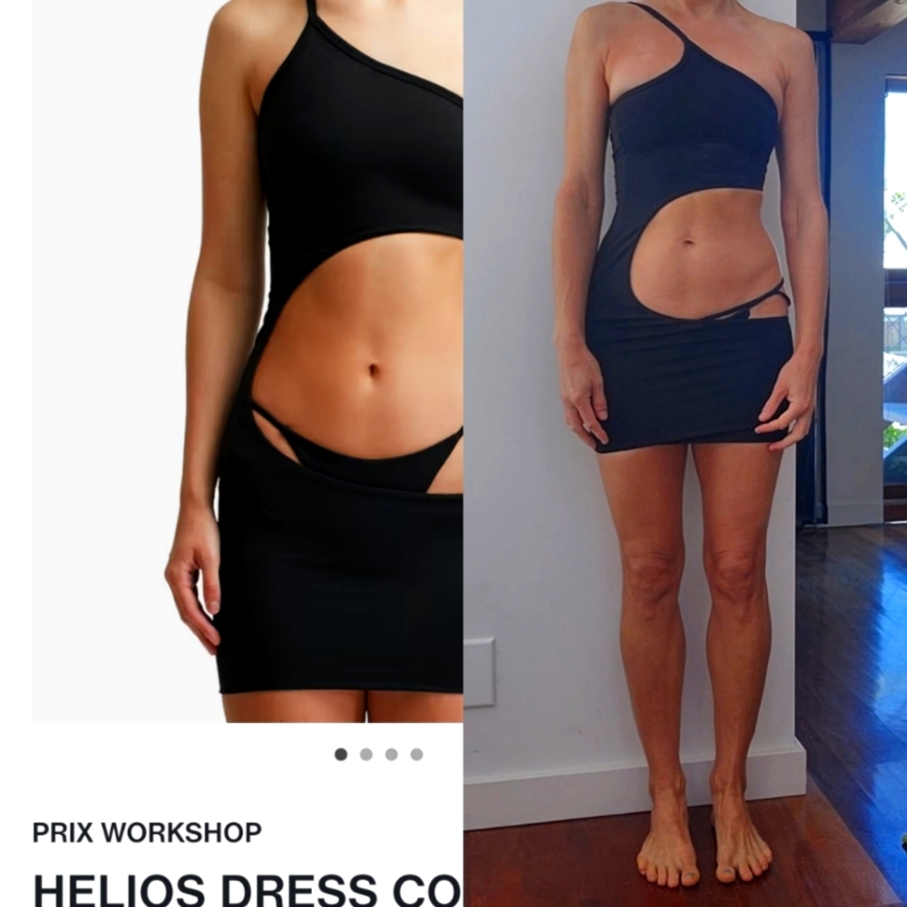 Prix Workshop Xtreme cut out black Helios dress w alt bottom xs